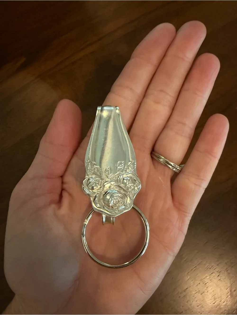 American Beauty Rose Silverware Purse Clip Keychain